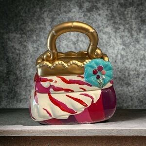 Rare Vintage David's Cookies Pink/White‎ Stripe Purse Cookie Jar